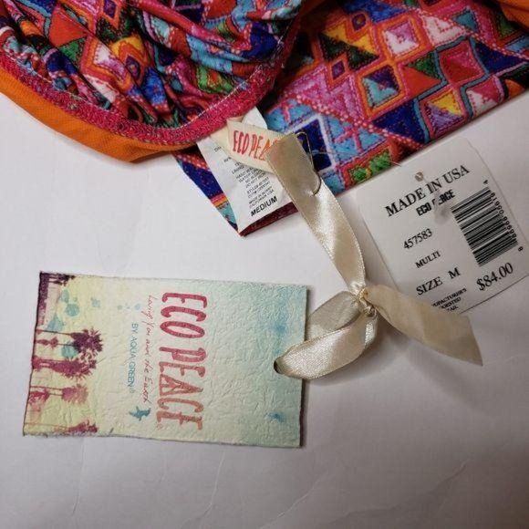Eco peace by aqua green NWT sweetheart bikini tankini geometric top size medium - Picture 6 of 6